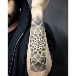 Tattoo in the style of dotwork. Sacred geometry. 